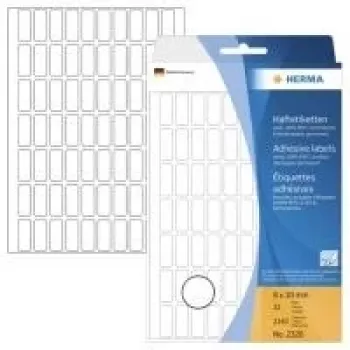 HERMA 2320 öntapadós papír címkék, fehér, 8 x 20 mm, 2240 címke (32 lap x 70)