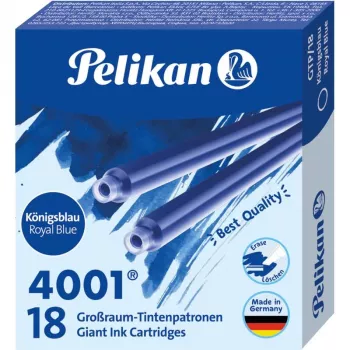 Pelikan 4001 GTP/18 Royal Blue Standard Large-Capacity Ink Cartridges, 18-Pack 300735