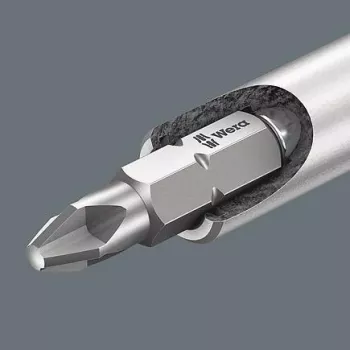Wera 05073406001 rozsdamentes acél csavarhúzó-bitkészlet, 7 részes, Phillips PH1/PH2, Pozidriv PZ1/PZ2, lapos 1,0x5,5, Hex-Plus 4/5 mm, 1/4 inch hatszögletű meghajtás, 25 mm hossz