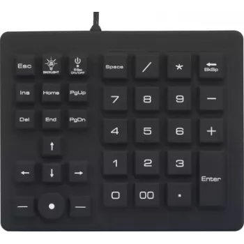 Renkforce USB számgépbillentyűzet fröccsenővíz- és porvédett, trackballal fekete (RF-4791687)