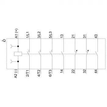 SIEMENS SIRIUS 3RT2 teljesítménykontaktor 5,5 kW 400 V 12 A 24 V DC 2NO+2NC csavaros csatlakozó 3RT20171BB443MA0