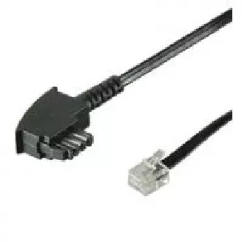 Wentronic Goobay TAE-F univerzális pin-kiosztású összekötő kábel, fekete, 10 m - TAE-F dugó RJ11/RJ14 dugóra (6P4C) 68537