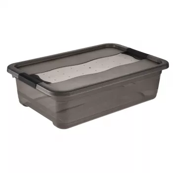 keeeper Cornelia tárolódoboz, 28 liter, kristályszürke átlátszó, fedéllel, tolózáras 1042982700000