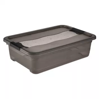 keeeper Cornelia tárolódoboz, 28 liter, kristályszürke átlátszó, fedéllel, tolózáras 1042982700000