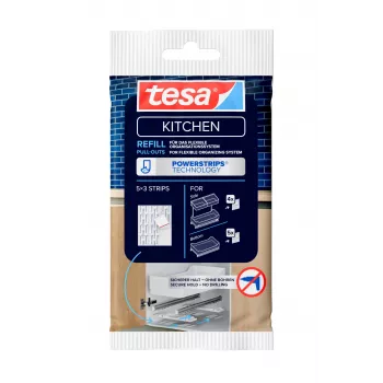 tesa KITCHEN Powerstrips utántöltő készlet fiókokhoz – 15 ragasztócsík, fehér (70064-00000-00)