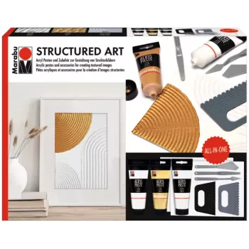 Marabu STRUCTURED ART akril strukturáló paszta készlet, 3 x 100 ml, fehér, vízbázisú, krémes-pasztás, matt felület 1202000000088