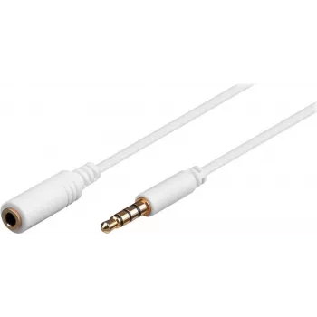 Wentronic Goobay 3,5 mm jack hosszabbítókábel, fehér, 0,5 m, TRRS 4-pin, dugó-aljzat 62359