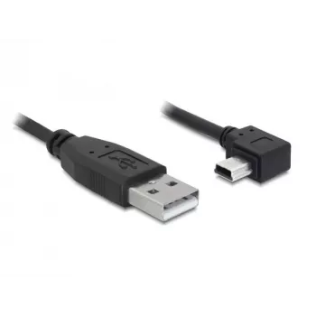 Delock USB 2.0 kábel USB-A dugó Mini USB-B 5-pin dugóra, 90°-ban hajlított, 1 m, fekete 82681