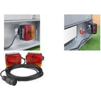 IWH utánfutó hátsó lámpa szett mágneses talppal, 6 funkció, 12V, 2 univerzális hátsó lámpa utánfutóhoz, autóhoz, teherautóhoz, lakókocsihoz – 1 db (010219)