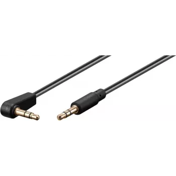 Wentronic Goobay 3,5 mm sztereó jack kábel, 1 m, fekete, egyenes 90°-ban hajlított, dugó dugóra 67783