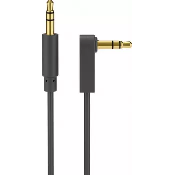Wentronic Goobay 3,5 mm sztereó jack kábel, 1 m, fekete, egyenes 90°-ban hajlított, dugó dugóra 67783