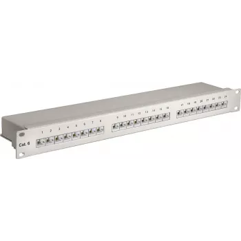 Wentronic Goobay CAT 6 24-port STP patch panel, 19 inch 1U, szürke 94036