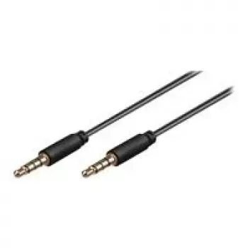 Wentronic Goobay 3,5 mm jack összekötőkábel, fekete, 2 m – 3,5 mm jack dugó (4-pin, sztereó) – 3,5 mm jack dugó (4-pin, sztereó) (63830)