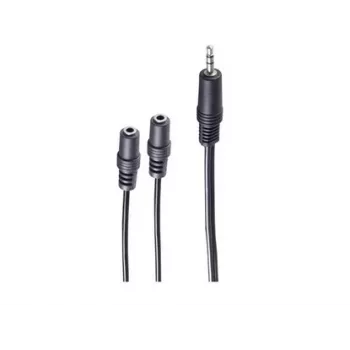 shiverpeaks BASIC-S audio Y-adapter kábel, 3,5mm sztereó dugó 2x 3,5mm sztereó aljzatra, 0,2m, fekete BS30761