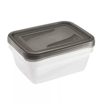 keeeper fredo fresh tárolódoboz szett, 3x 1,25 L, téglalap alakú, átlátszó alj szürke fedéllel 3067582700000