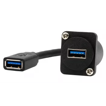 EXSYS EX-49165 D-típus beépíthető USB-A aljzat-aljzat kábeladapter, USB 3.2 Gen 1, 20 cm