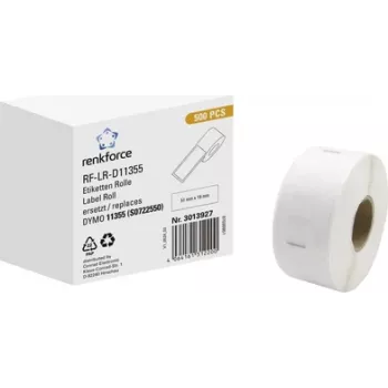 Renkforce RF-6027854 kompatibilis DYMO 11355 címcímke 51 x 19 mm fehér papír tartós ragasztó 500 címke/tekercs