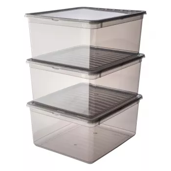 keeeper bea tárolódoboz-szett, 3x 18 L, kristályszürke, Air-Control fedél 3003182700000