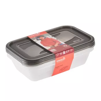 keeeper fredo fresh tárolóedény-készlet, 3 x 2,4 L, téglalap alakú, átlátszó szürke fedelekkel 3067982700000