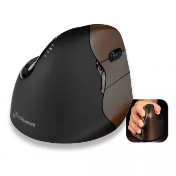 Evoluent VerticalMouse 4 Small vezeték nélküli lézeres egér jobb kézhez, fekete/ezüst 500793