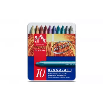 Caran d'Ache Neocolor I Metallic viaszkréta, 10-es készlet, kerek papírhüvellyel 7004.310