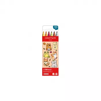 Caran d'Ache Fibralo Kawaii Animals filctollak, 6 darabos csomag, vízbázisú tinta, akvarell hatás 185.803