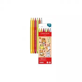 Caran d'Ache Fibralo Kawaii Animals filctollak, 6 darabos csomag, vízbázisú tinta, akvarell hatás 185.803