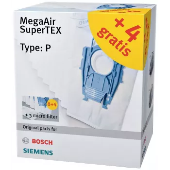 Siemens VZ123FP MegaAir SuperTEX porszívózsák-készlet (G/G ALL típus, 4 zsák + 1 mikroszűrő)