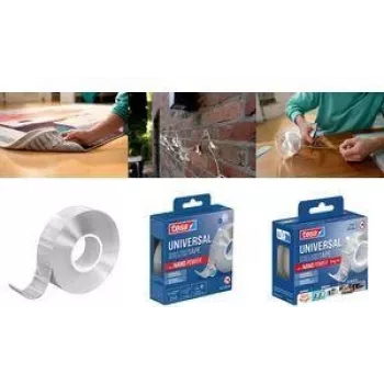 tesa NANO POWER kétoldalas ragasztószalag, 30 mm x 1 m, átlátszó, akrilát, 2 mm vastag, 10 cm-enként akár 10 kg-ot tart, 1 tekercs 55810-00010-00