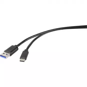 Renkforce RF-4535908 USB 3.2 Gen 1 kábel, USB-A - USB-C, 3 m, fekete
