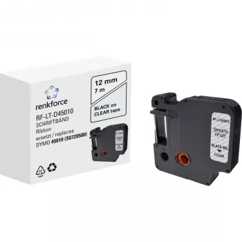 RENKFORCE RF-LT-D45010 kompatibilis DYMO D1 feliratozószalag 12mm átlátszó fekete nyomás 7m RF-6027820
