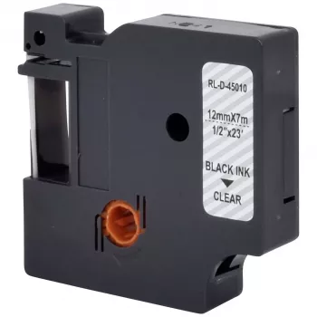 RENKFORCE RF-LT-D45010 kompatibilis DYMO D1 feliratozószalag 12mm átlátszó fekete nyomás 7m RF-6027820
