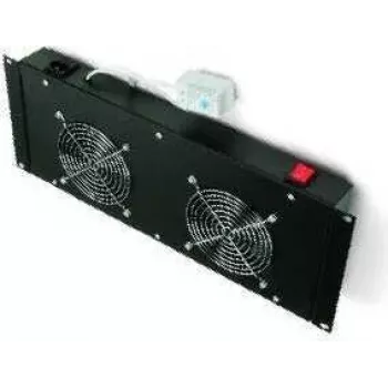 TRITON RAB-CH-X21-S 19 inch 4U rack ventilátoregység 2 csendes ventilátorral, vízszintes légáramlással, termosztáttal, fekete