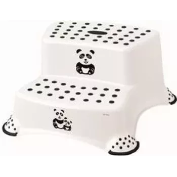 keeeper kids Igor Panda 2 lépcsős fellépő, fehér panda mintával, 120 kg teherbírás, csúszásmentes lábak 1003110024100