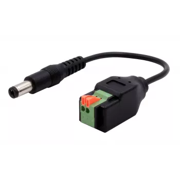EXSYS EX-49140 DC tápcsatlakozó 5,5x2,1mm 2 pólusú sorkapocsra adapterkábel, 15 cm, nyomógomb