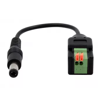EXSYS EX-49140 DC tápcsatlakozó 5,5x2,1mm 2 pólusú sorkapocsra adapterkábel, 15 cm, nyomógomb