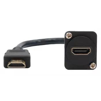 EXSYS EX-49162 HDMI Type-A aljzat-dugó adapterkábel, 20 cm, 4K, High Speed Ethernet-támogatással, fekete