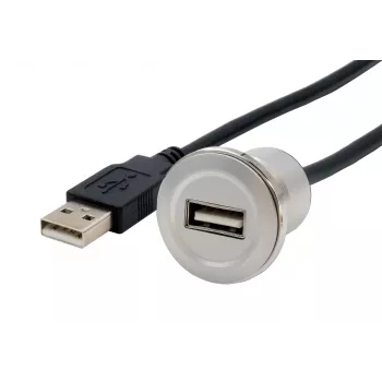 EXSYS EX-49181 panelbe építhető USB 2.0 hosszabbítókábel, USB-A aljzat-USB-A dugó, 30 cm, fémlemez