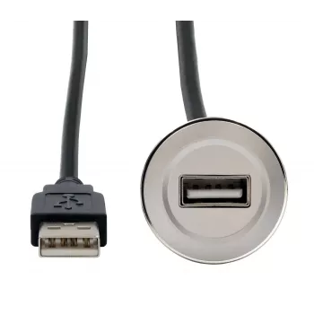 EXSYS EX-49181 panelbe építhető USB 2.0 hosszabbítókábel, USB-A aljzat-USB-A dugó, 30 cm, fémlemez