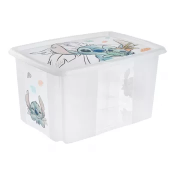 keeeper karolina Stitch tárolódoboz, 45 liter, egymásra rakható/egymásba illeszthető doboz fedéllel, átlátszó PP, 1 darab 1223900131900