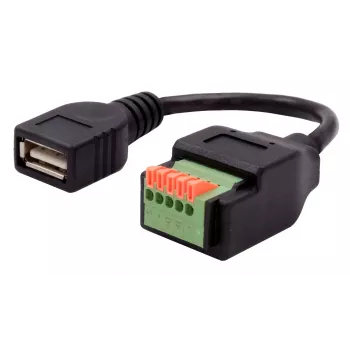 EXSYS EX-49128 USB-A aljzat 5 pólusú csavaros sorkapocsblokk adapterkábel nyomógombbal, USB 2.0, 15 cm