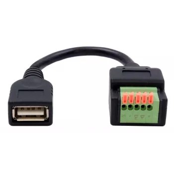 EXSYS EX-49128 USB-A aljzat 5 pólusú csavaros sorkapocsblokk adapterkábel nyomógombbal, USB 2.0, 15 cm