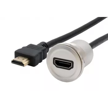 EXSYS EX-49180 fém panelrögzítésű HDMI-adapter, aljzat-dugó, 30 cm
