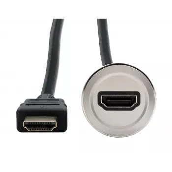 EXSYS EX-49180 fém panelrögzítésű HDMI-adapter, aljzat-dugó, 30 cm