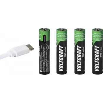 VOLTCRAFT Micro (AAA) Li-ion akkumulátor 500 mAh 1,5 V 4 darabos csomag (VC-17275565)