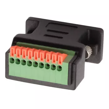 EXSYS EX-49111 9 pólusú D-Sub hüvely 9 pólusú csavaros sorkapocsblokk adapterre nyomógombbal, szürke