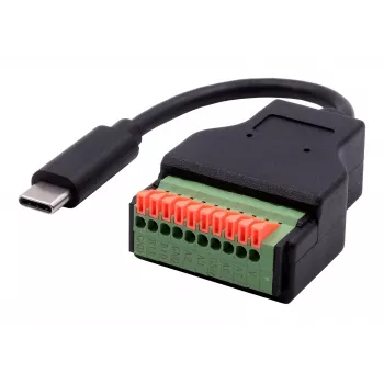 EXSYS EX-49125 USB-C dugó 10 pólusú sorkapocsblokk adapterkábelre nyomógombbal, 15 cm, USB 3.2 Gen 1