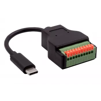 EXSYS EX-49125 USB-C dugó 10 pólusú sorkapocsblokk adapterkábelre nyomógombbal, 15 cm, USB 3.2 Gen 1