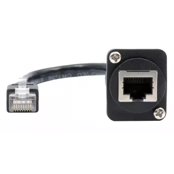 EXSYS D-típusú RJ45 aljzat – dugó adapterkábel, CAT.5e, 20 cm, fekete EX-49159