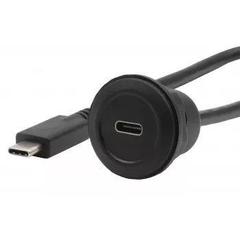 EXSYS EX-49222 USB-C panel-mount adapterkábel, USB 3.2 Gen 2, 10Gbps, 100W PD, 30cm